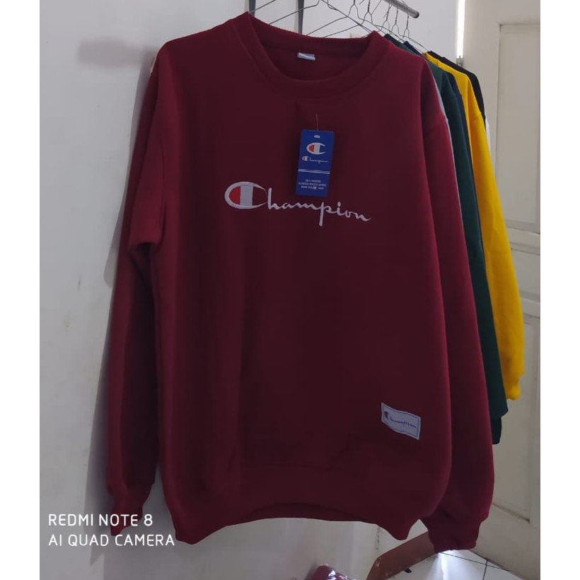 COD-CREWNECK CHAMPION SCRIPT PREMIUM BAHAN TEBAL