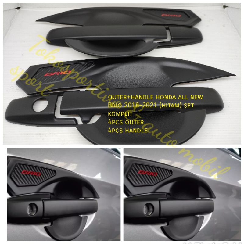 Door handle cover pintu+ outer mangkok set Honda all new Brio 2018-2021 hitam doff blakctivo