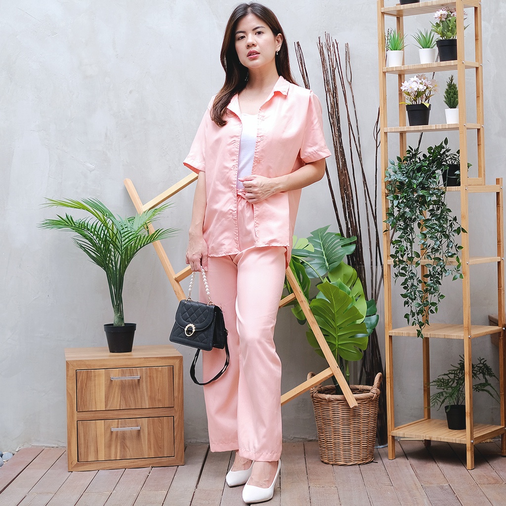 AFI - EC - Setelan Wanita Kemeja Polos / Baju Tidur Dewasa / Piyama-Salem