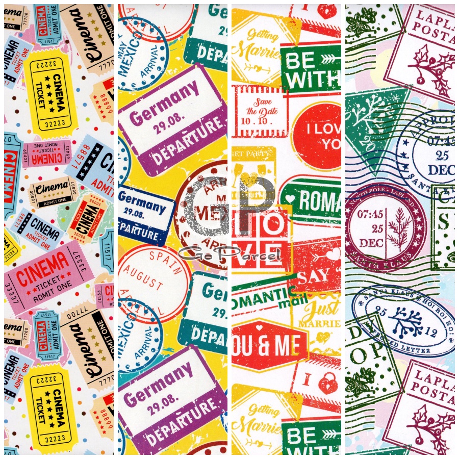 

( 5 Lembar ) KERTAS KADO CINEMA TRAVEL VINTAGE CLASSIC KIKY SHINNY GLOSSY MENGKILAP - GIFT WRAP PAPER DEWASA NETRAL TICKET PATTERN