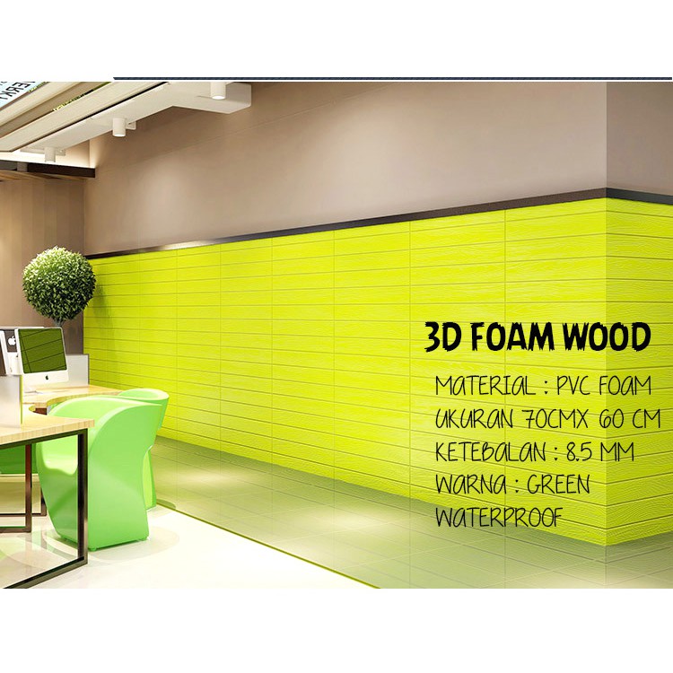 3D FOAM WOOD BATA FOAM WARNA HIJAU UKURAN 70CM X 60CM