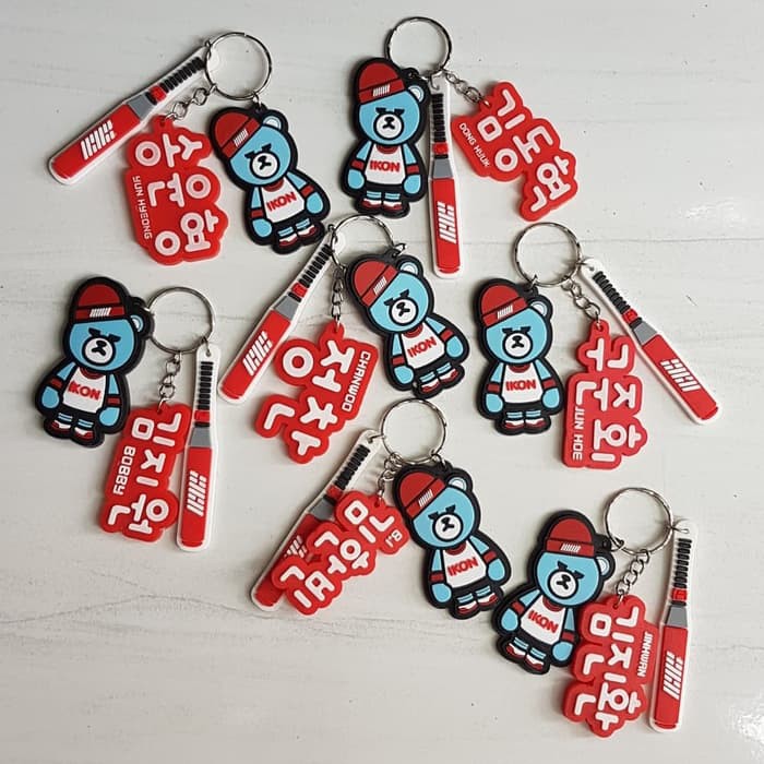 ikon krunk lightstick keychain rubber kpop members isi 3 item keyring