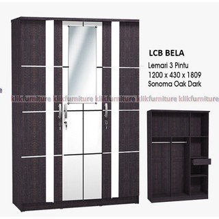  Lemari  Pakaian  Minimalis Kombinasi Cermin 3 Pintu  LCB BELA 