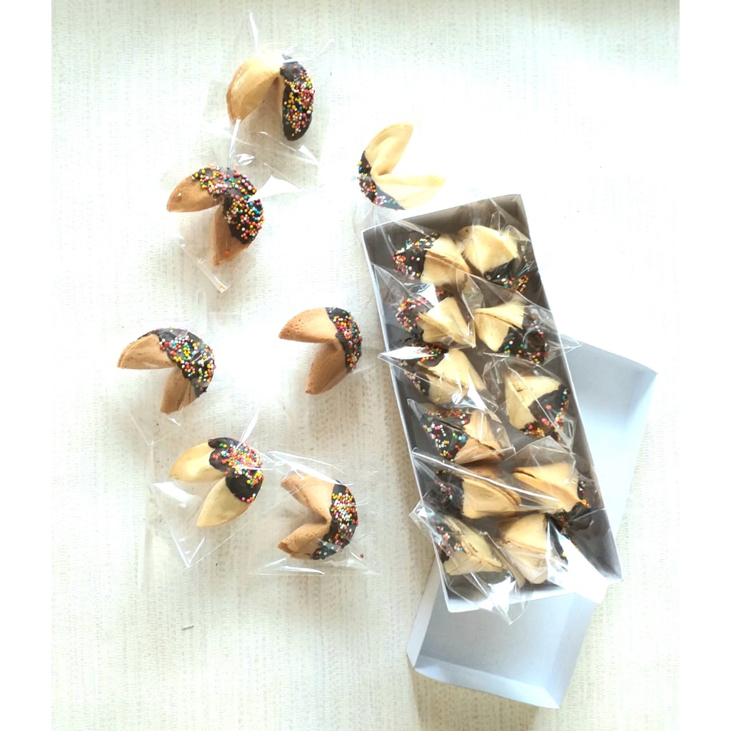 

Fortune Cookies topping Coklat ada quote ditekukkannya 18 piece