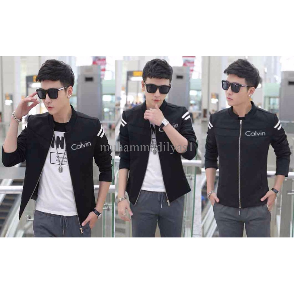 jaket calvin hitam VL jaket pria  hitam