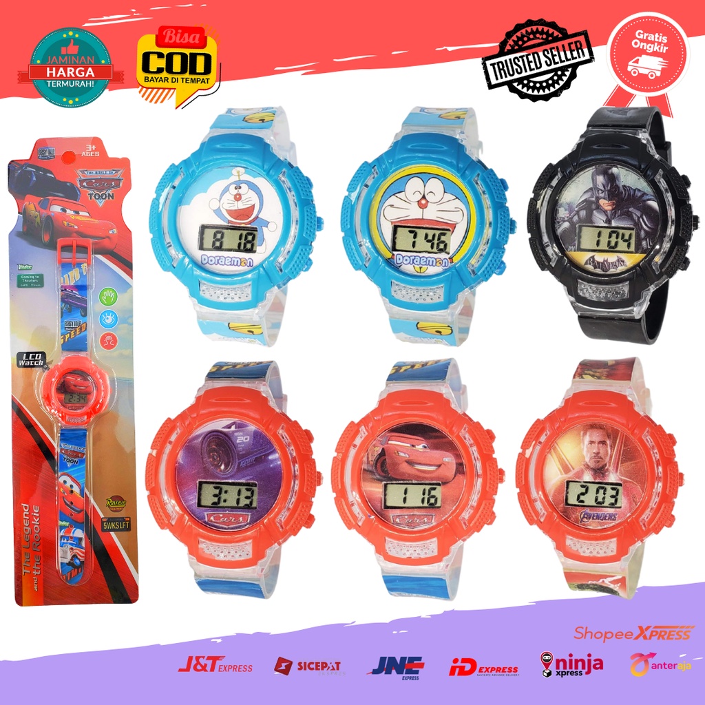 [COD] Jam Tangan Anak Cowok Karakter Kartun Batman Doraemon Cars Melodi Musik Seri 2 Free Packaging