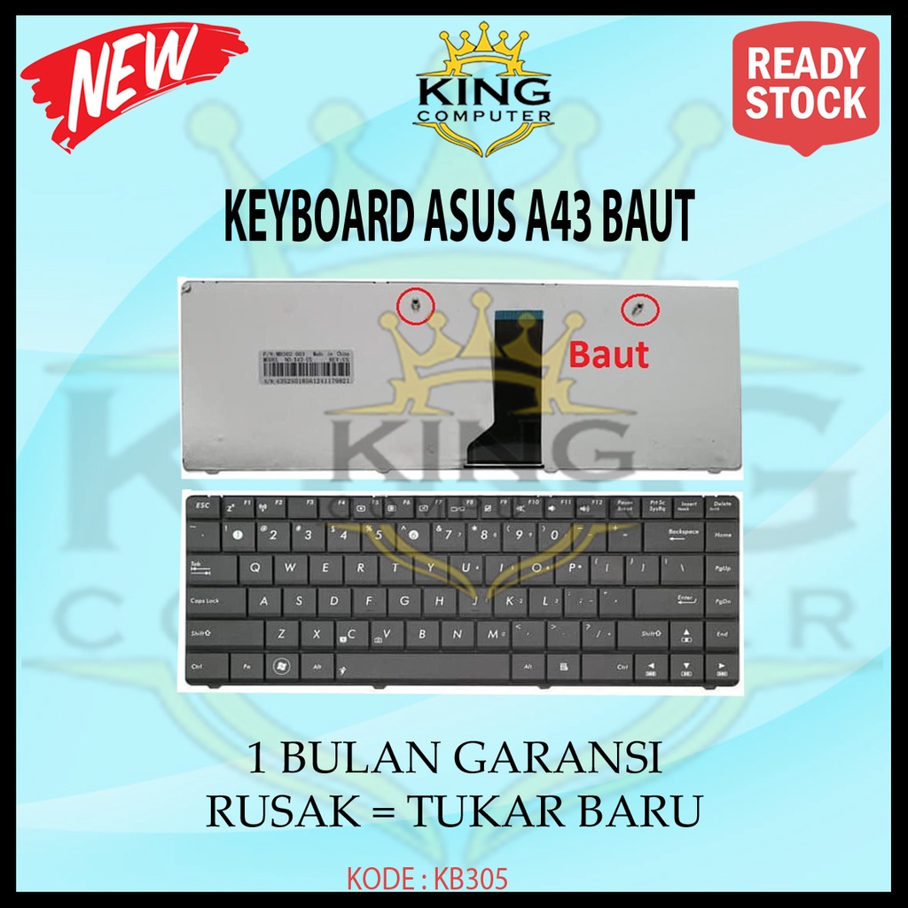 Keyboard Laptop ASUS X43U X43 K43 K43E K43SJ K43T K43U BAUT