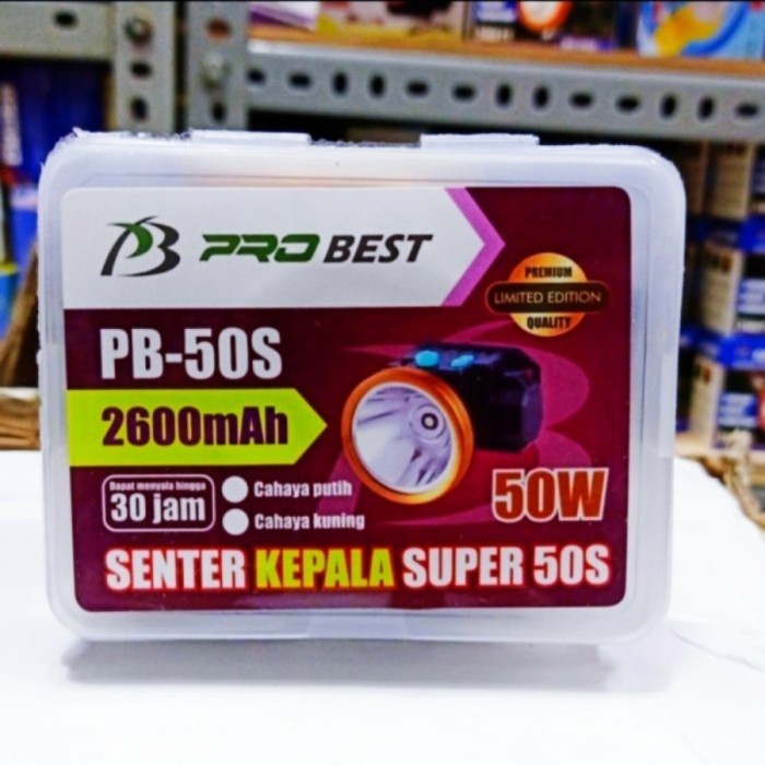 Barangunik2021-Senter Kepala Probest 50 Watt PB-50S Cahaya Putih - Cahaya Kuning/Headlamp Charger 50 watt