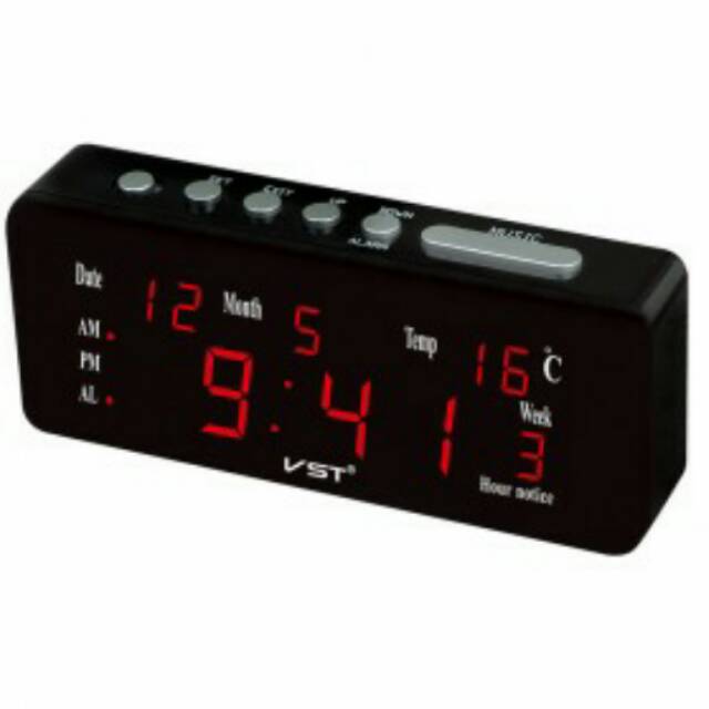 Jam Weker Alarm Meja LED Calendar Temperatur - VST-726WX