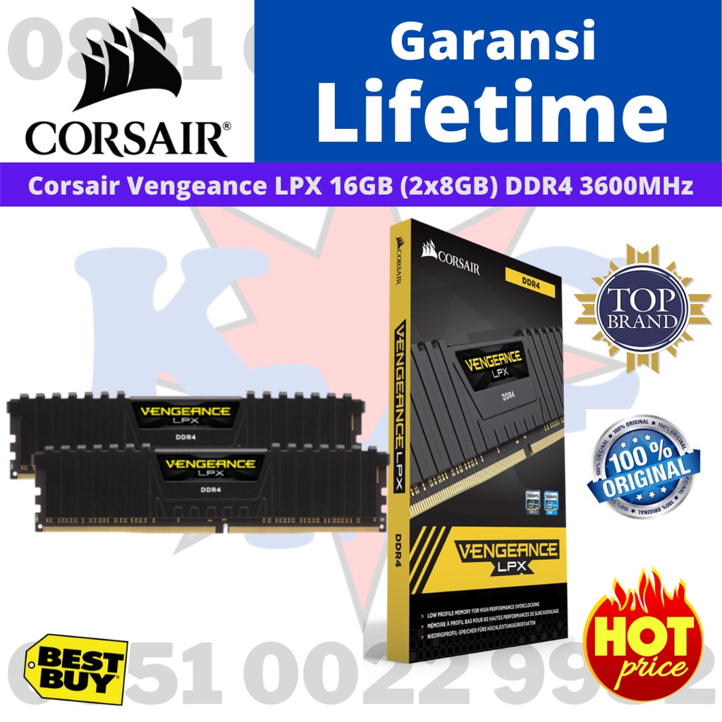 Corsair Vengeance LPX DDR4 16GB (2x8GB) 3600Mhz CMK16GX4M2D3600C18