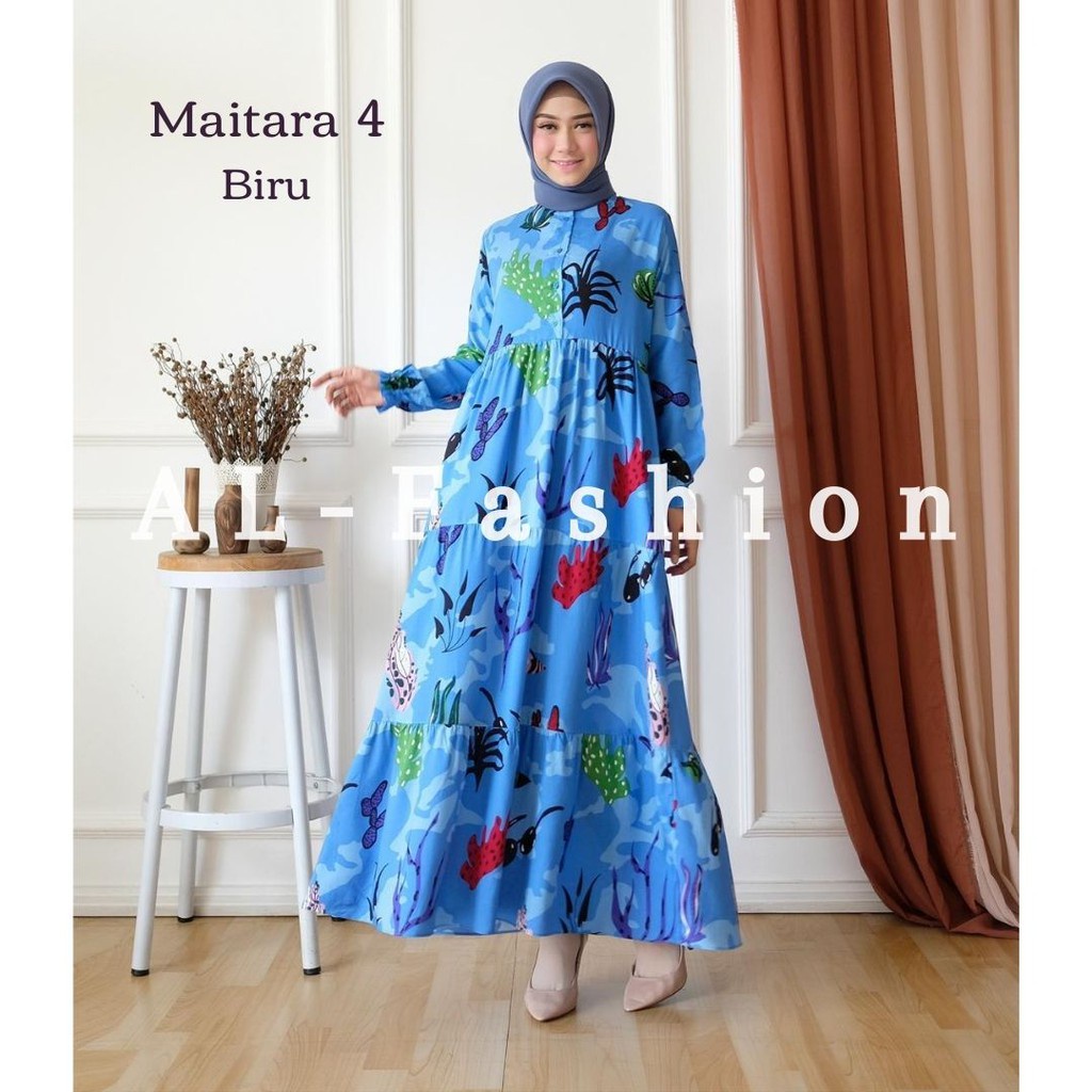 ABA agen baju homey dress gamis wanita MAITARA-MAITARA 04 BIRU
