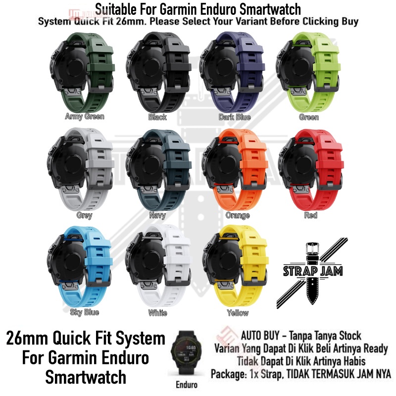 MF7 Strap Garmin Enduro - Tali Jam Tangan Quick Fit 26mm Rubber Silikon Sporty