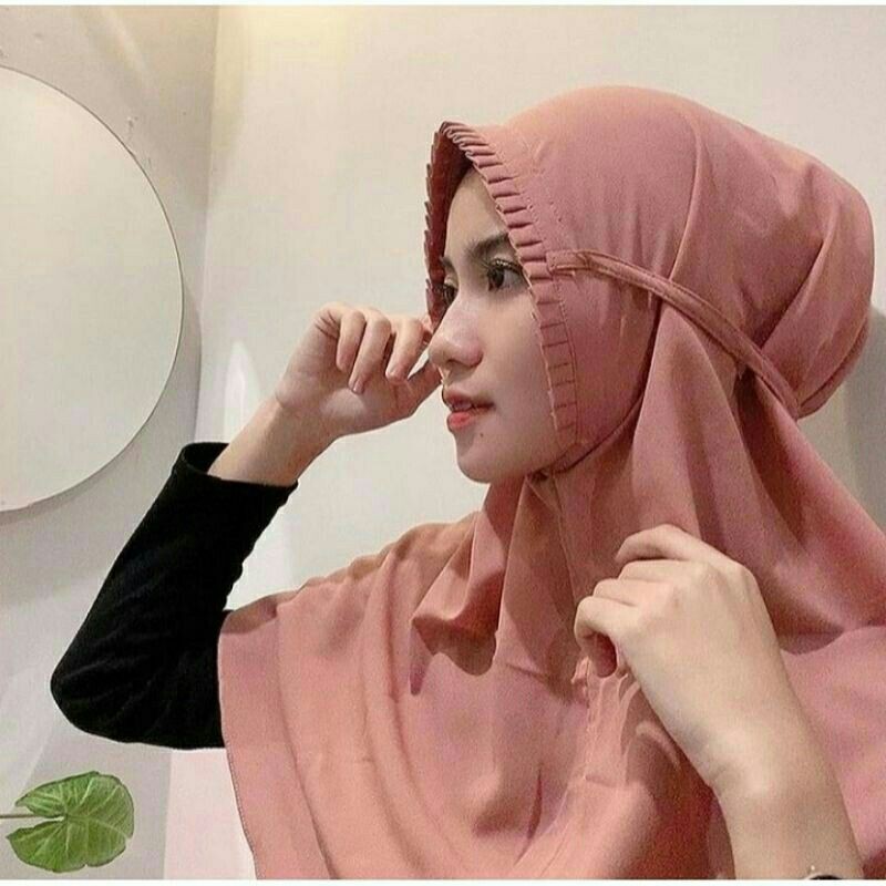 (Jmr) Bergo Lipit Rempel Jumbo Kcb Maryam Hijab Instan Simpel