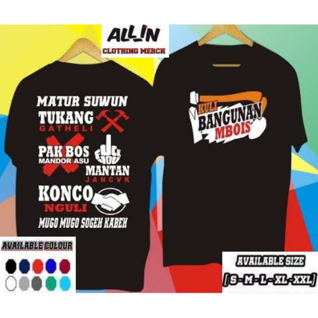 KAOS ATASAN PRIA TUKANG BANGUNAN MBOIS MATUR SUWUN TUKANG GATHELI BAHAN COTTON COMBED