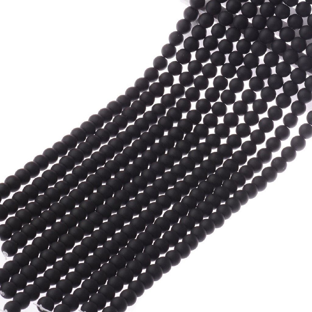 Matte Black Beads Loose Glass Stone Beads Dull Polish Onyx 4/6/810Mm