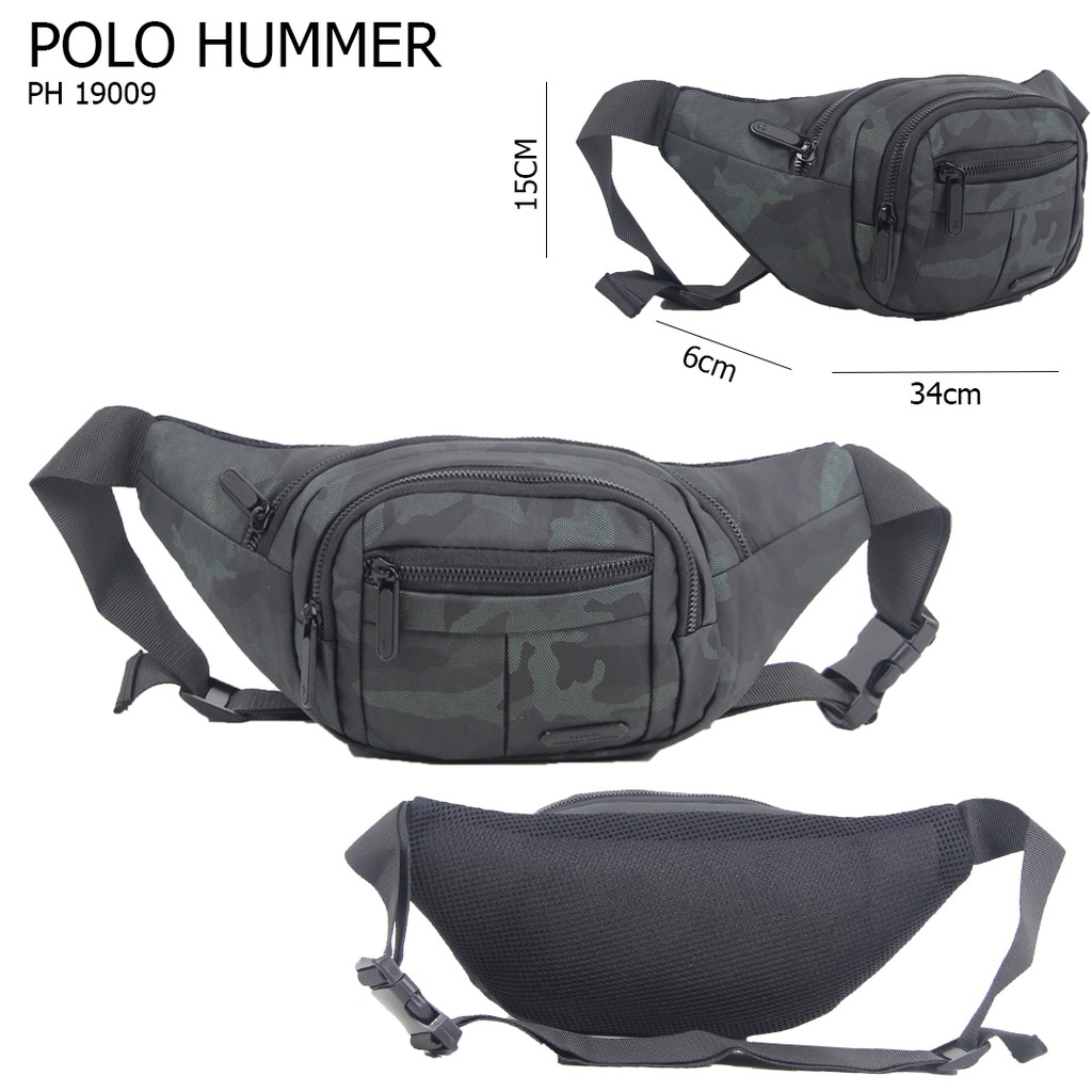 Men's Bag Army Camo Hitam Abu - TAS PINGGANG POLO HUMMER