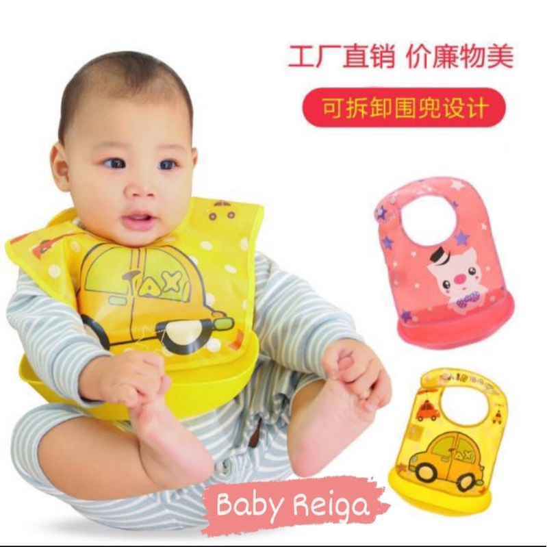 BIB / SLABBER SILIKON PLASTIK / CELEMEK MAKAN BAYI ANTI AIR / SLABBER SILIKON BAYI