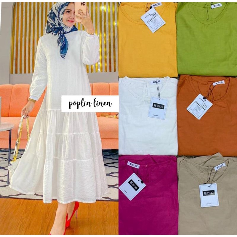 MIDI dress/MIDI katun import/MIDI dress popline/MIDI polos