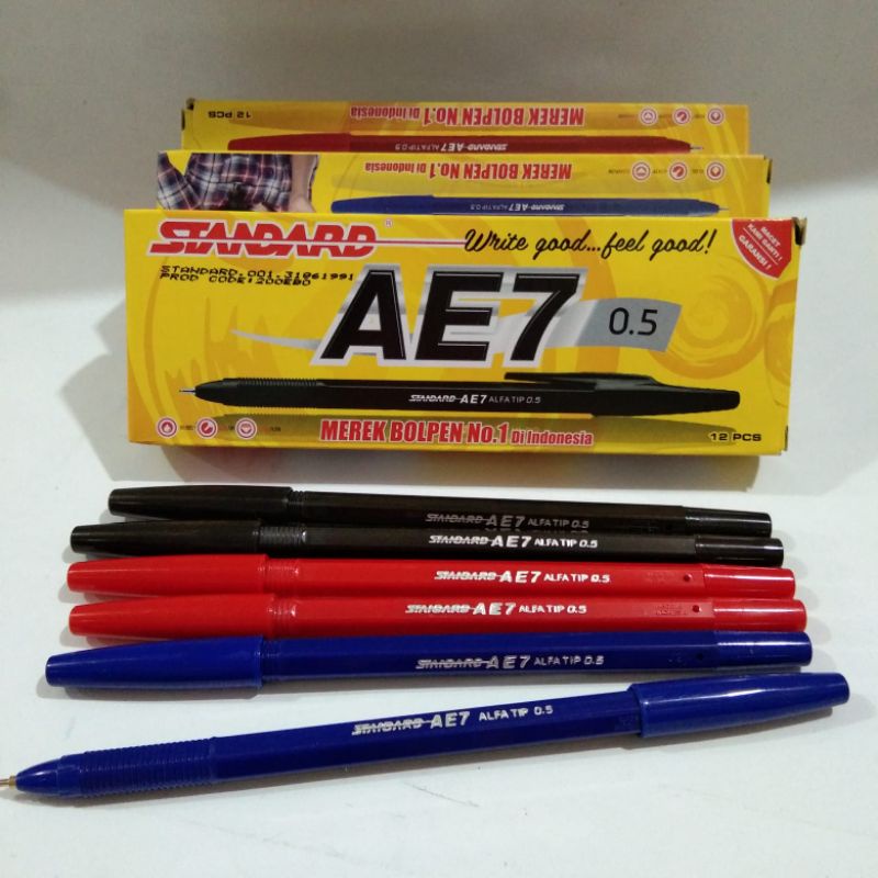 

BOLPOIN STANDARD AE7 HITAM MERAH BIRU | BOLPOIN STANDARD | STANDARD 0.5