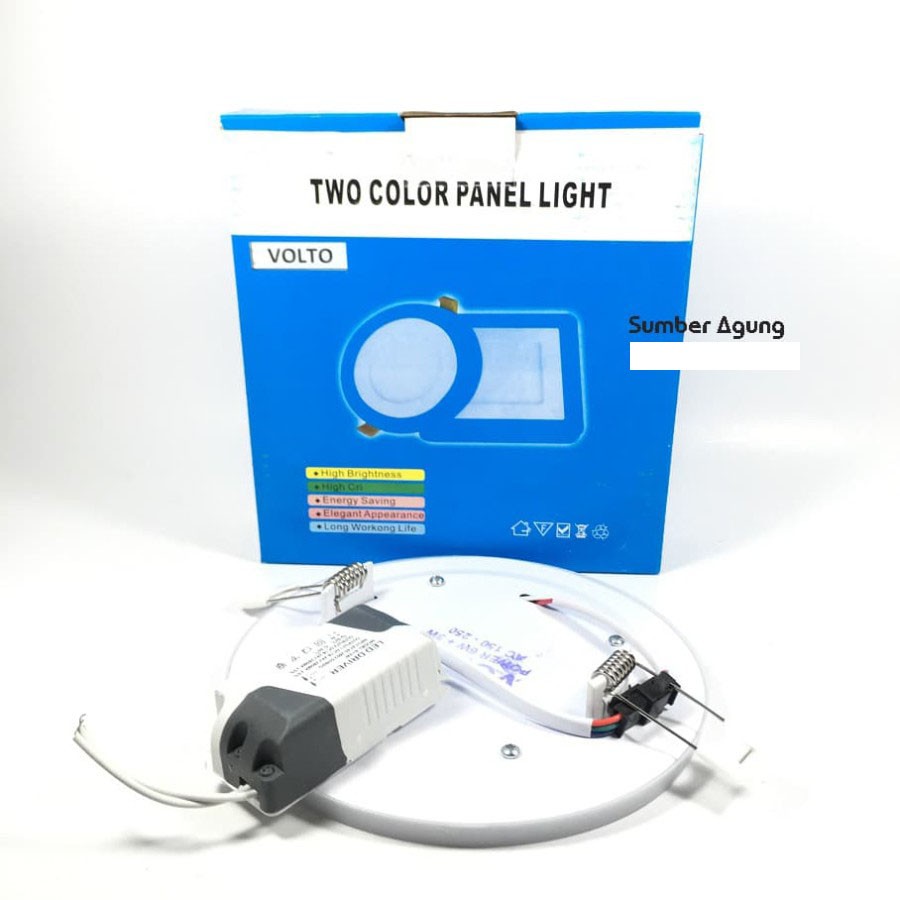 Two Color Panel Light Downlight LED 2 Warna Biru Putih Volto 6W 3W