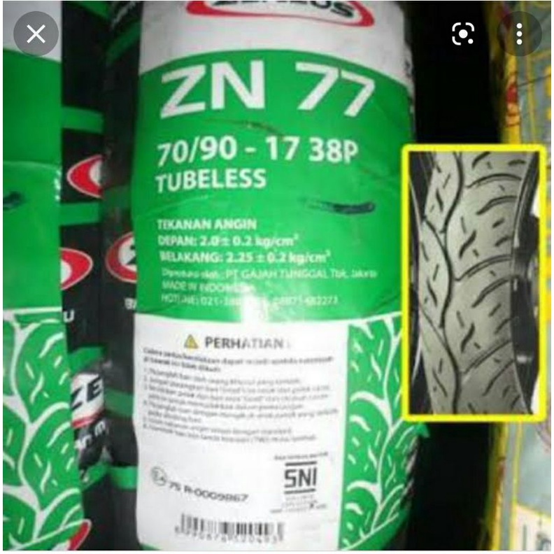 ban luar tubeless zeneos 70/90-17 zn77