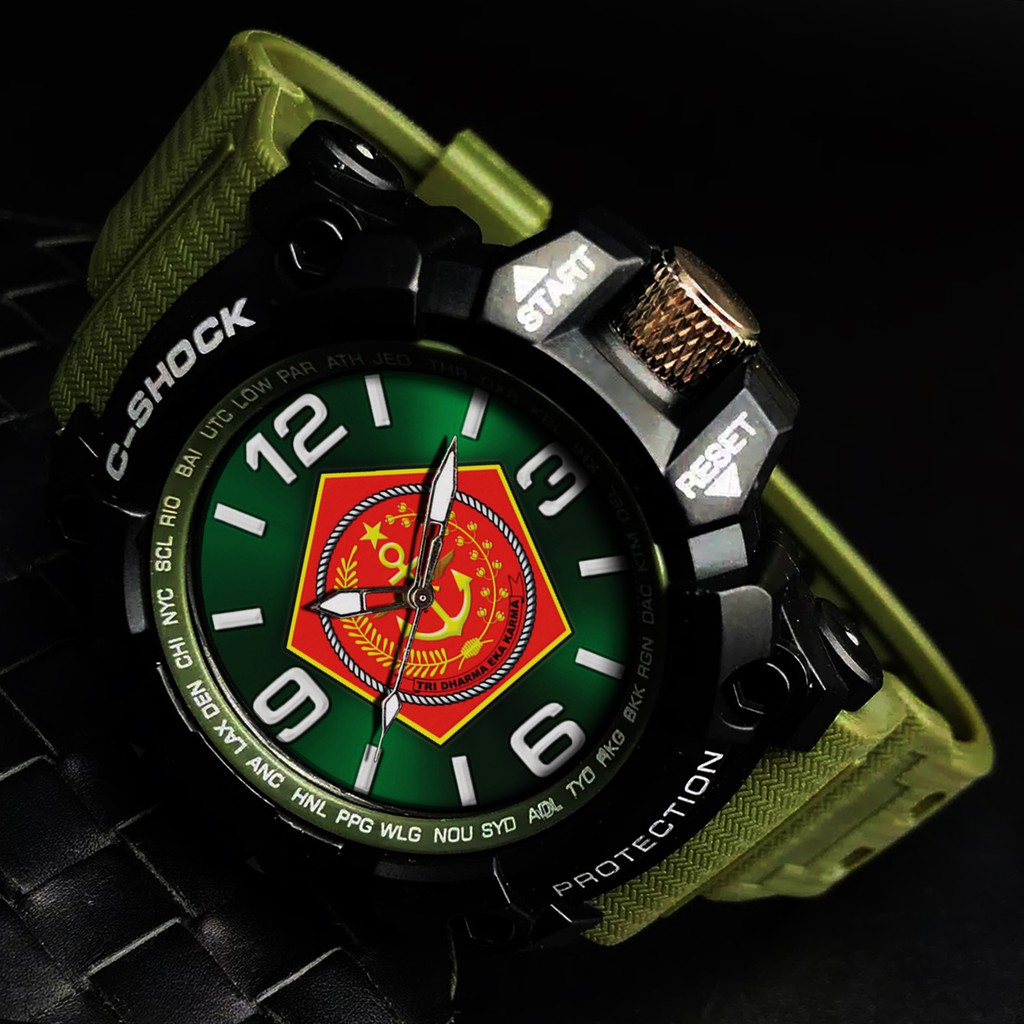 (JOS GANDOS) JAM TANGAN LOGO MABES TNI 2  . Strap Hijau Bagus