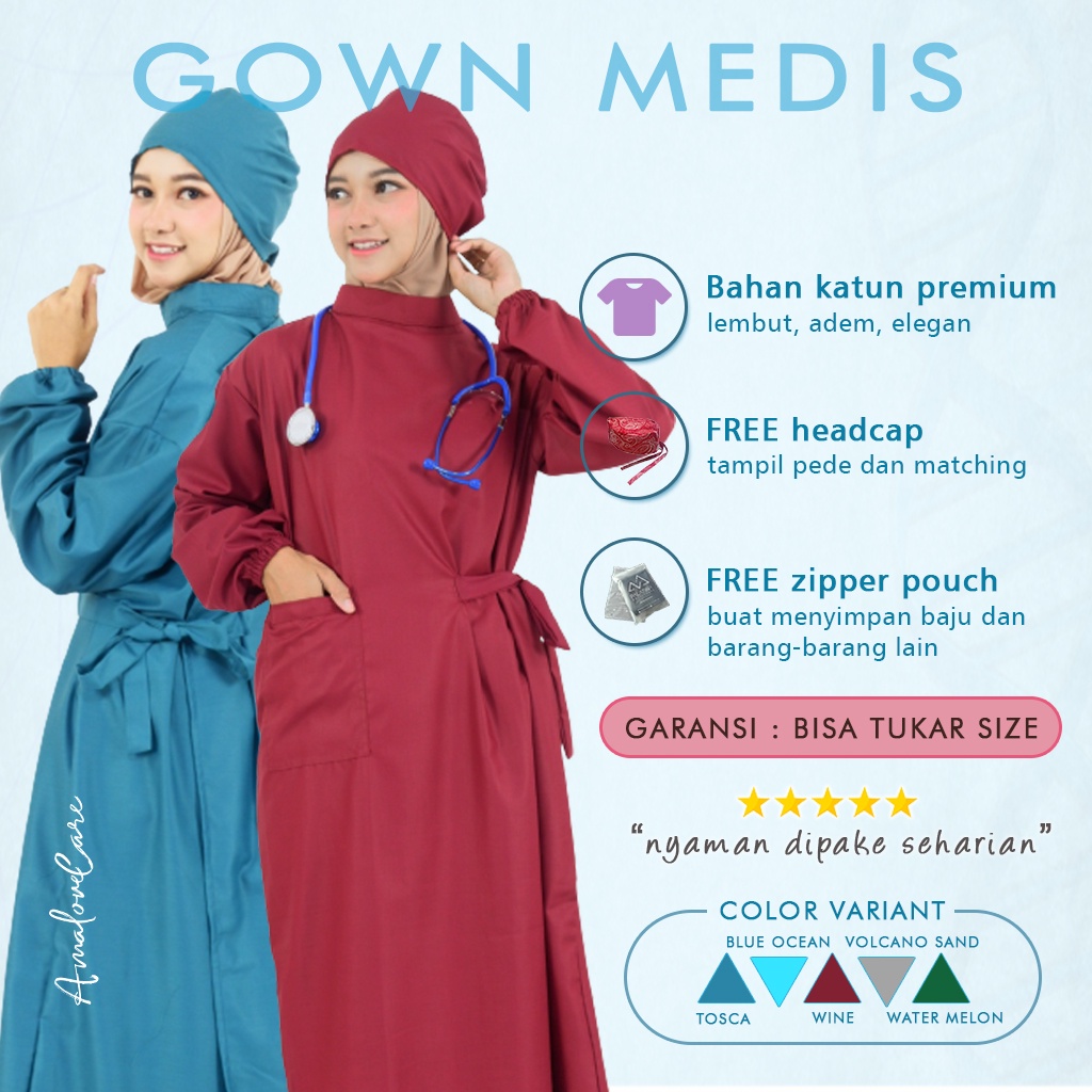 Surgical Gown APD Medis / Goun Ok Baju bedah operasi dokter dan perawat bahan katun toyobo