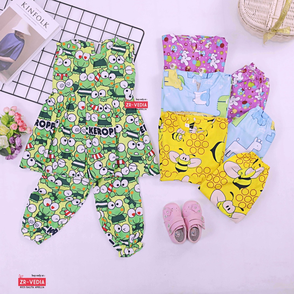 Set Nadhifa 3-5 Tahun / Setelan Baju Kensi Anak Perempuan Import Panjang Jogger Tidur Balita ZR Vedia