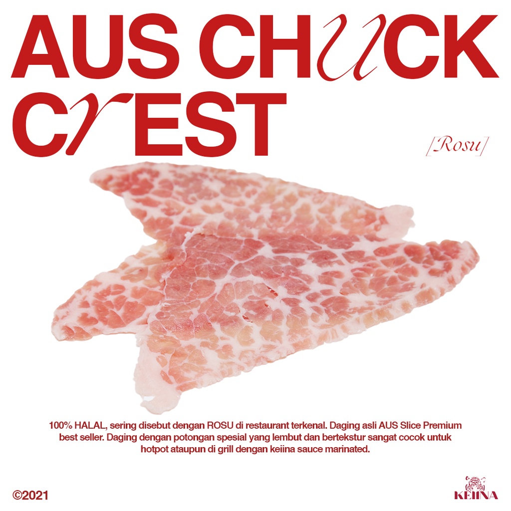 

Daging Sapi Beef Aus Chuck Crest / Rosu Premium Grainfed Slice