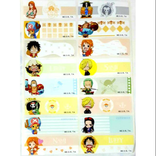 

Label nama anti air stiker waterproof Premium One Piece Ori