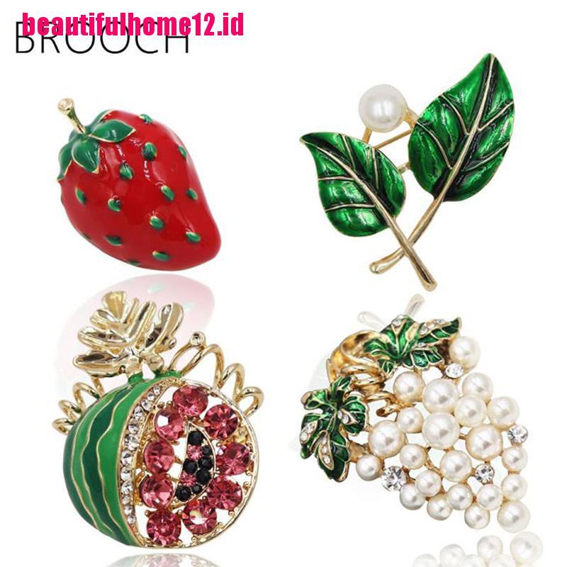 1 Pc Bros Pin Bentuk Buah Aksen Mutiara Bahan Alloy Untuk Wanita