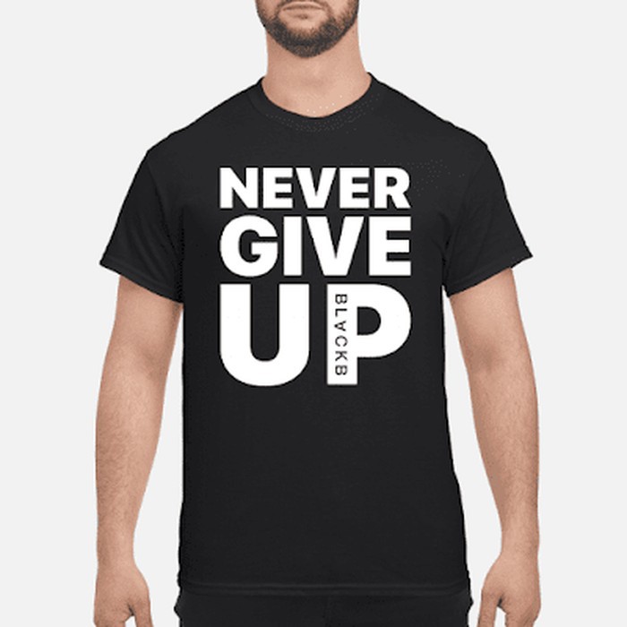 KAOS COMBED 30S NEVER GIVE UP BAJU TSHIRT m.salah BLACKB