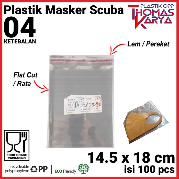 Plastik OPP 14,5x18 TEBAL isi 100 Kantong Bening Kemasan Masker Scuba Satuan Roti Kue Seal