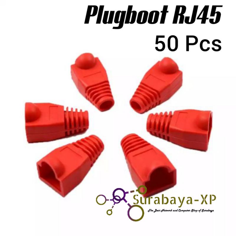 Karet Pelindung Sarung Plugboot 50Pcs Konektor RJ45 CAT5E CAT6 Warna Merah