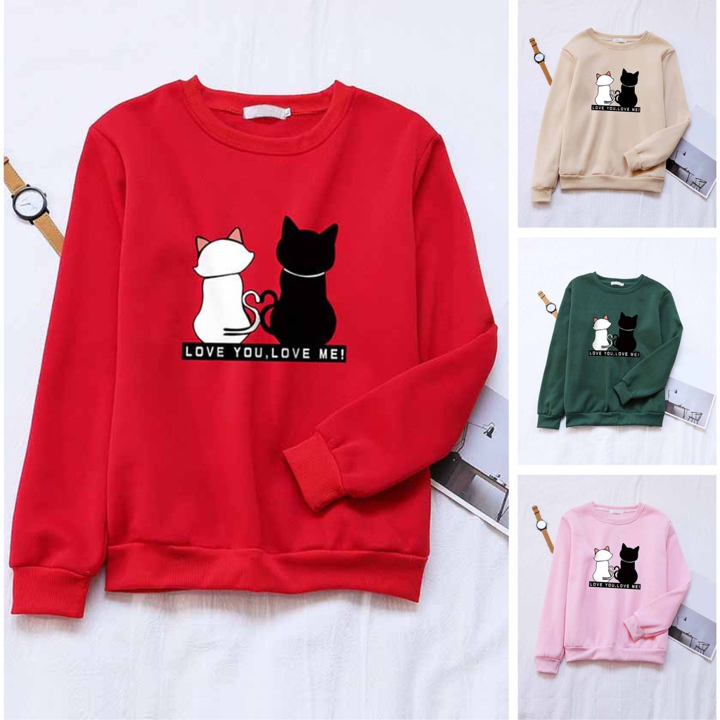 FenishaStore Sweater Oblong  Basic Wanita Love You, Love Me size M-L-XL-XXL Bisa Bayar Ditempat COD