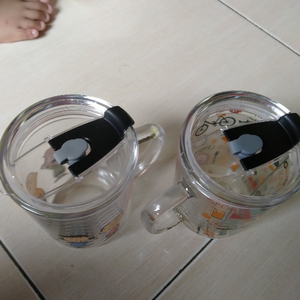 Gelas Beling Karakter 400ml / Tumbler Botol Kaca Bonus Sedotan Beling Premium