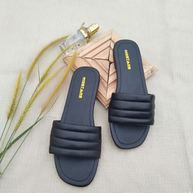 mqstars Sandal Flat WanitaTeplek Sendal Slop Empuk Gemoy Terbaru