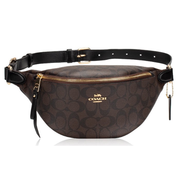 Coach Signature Belt Waist Bag Brown Black - ORIGINAL 100%