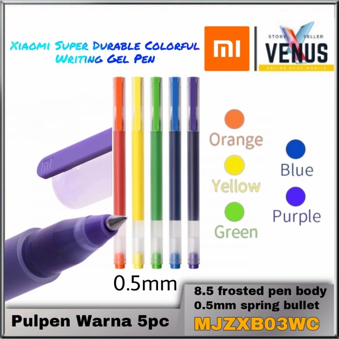 

Xiaomi Mijia Gel Pen 5pcs Color Pulpen 0.5mm Drawing Ballpoint Terlaris