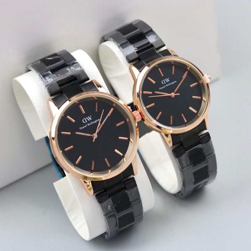Jam Tangan Couple Wd Dw Rantai Stainlles Anti Karat / Jam Tangan Pasangan Analog Pria Wanita Termura