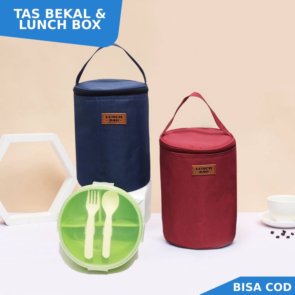Tas Wadah Bekal Lunch Box Set Dewasa Tempat Makan Tahan Panas dan Dingin