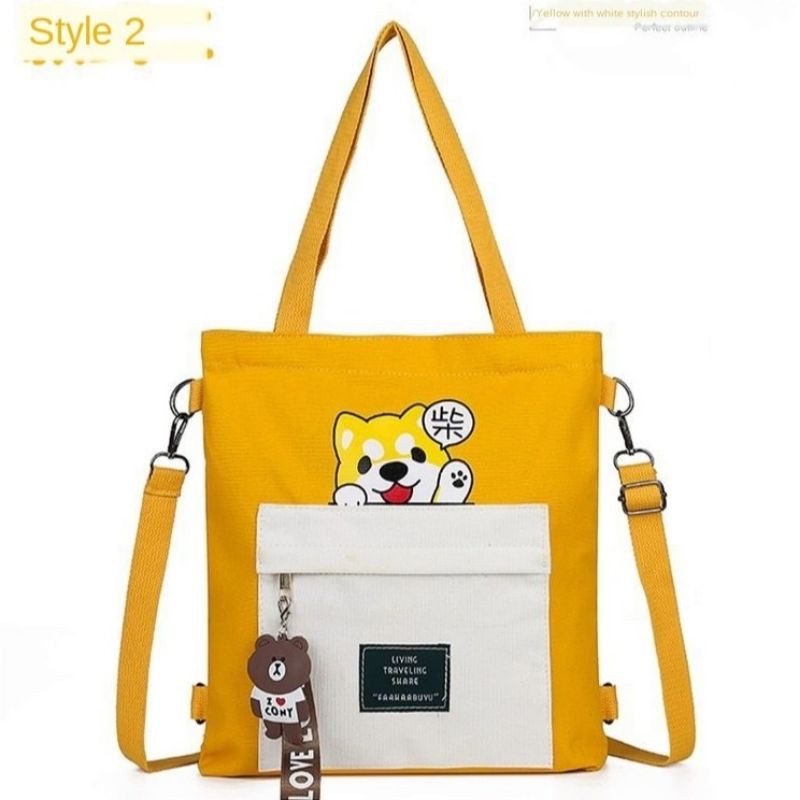 Sling Bag Wanita Saffron Tote Bag Wanita / Ransel Kucing Lucu 2in1 Korea Girl Fashion