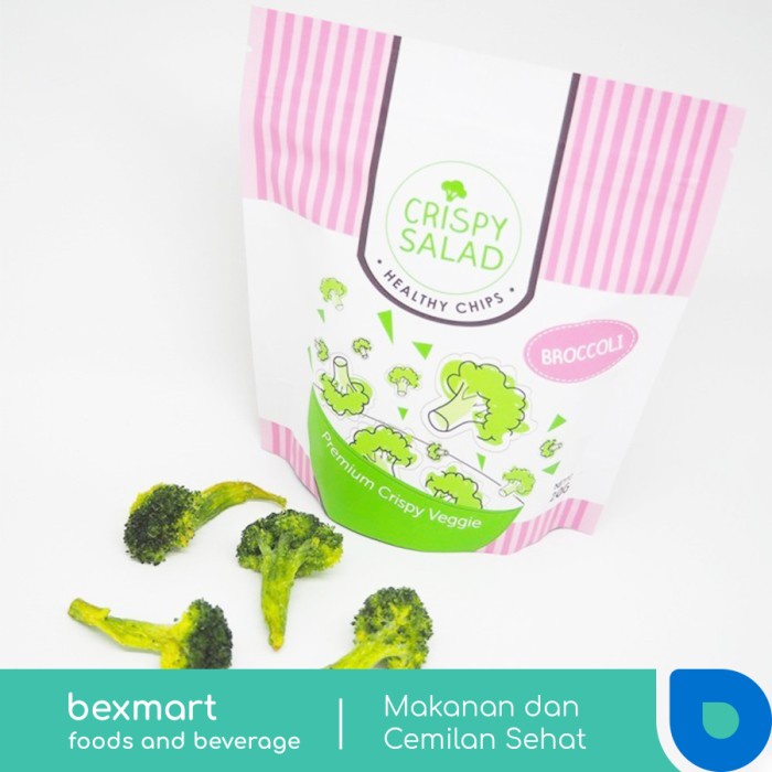 

MURAH Brocolli Chips / keripik brokoli Crispy Salad Organic dan sehat - Normal 20 gr