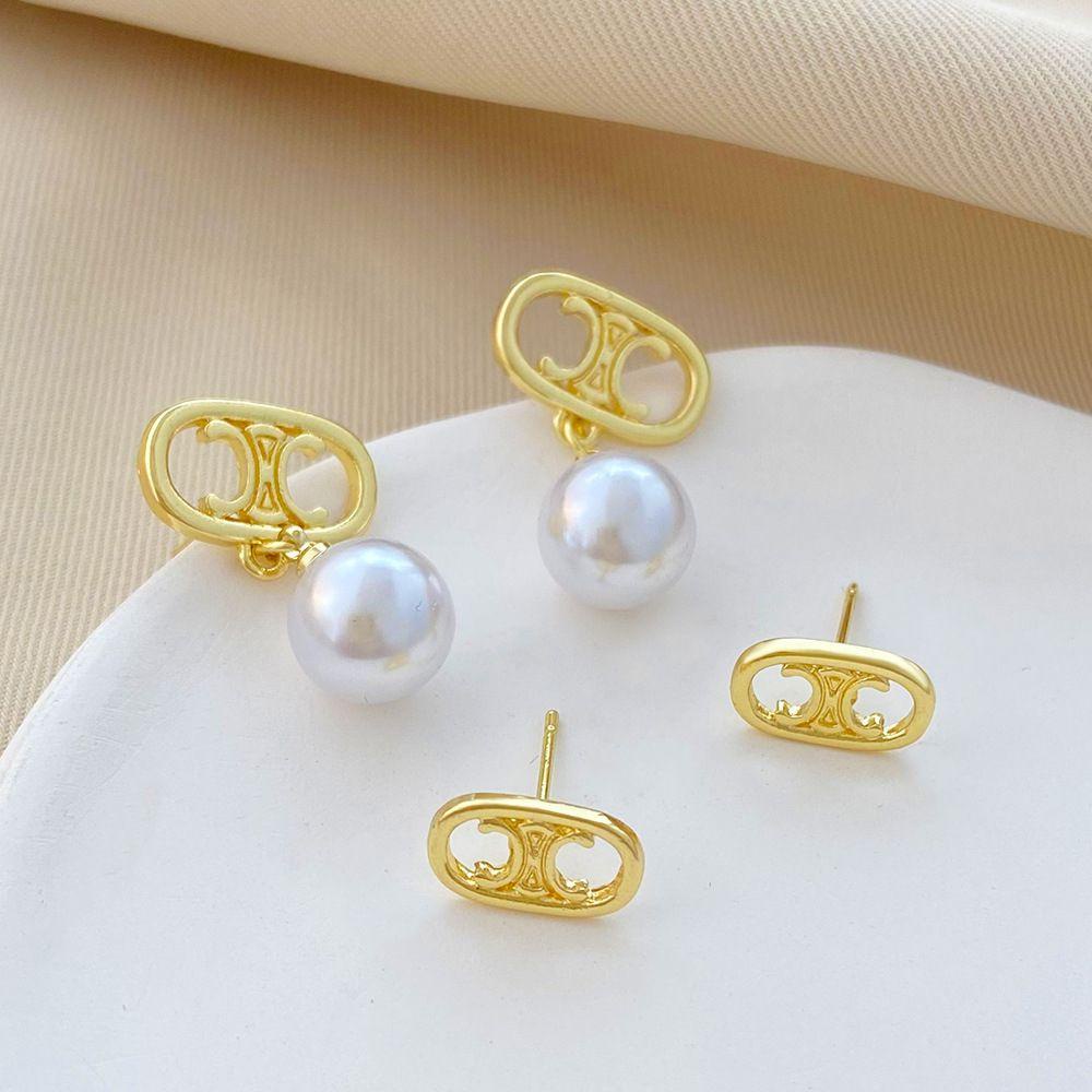 Mxbeauty Wanita Menjuntai Anting Trendi Vintage Mutiara Huruf C Temperamen Drop Earrings