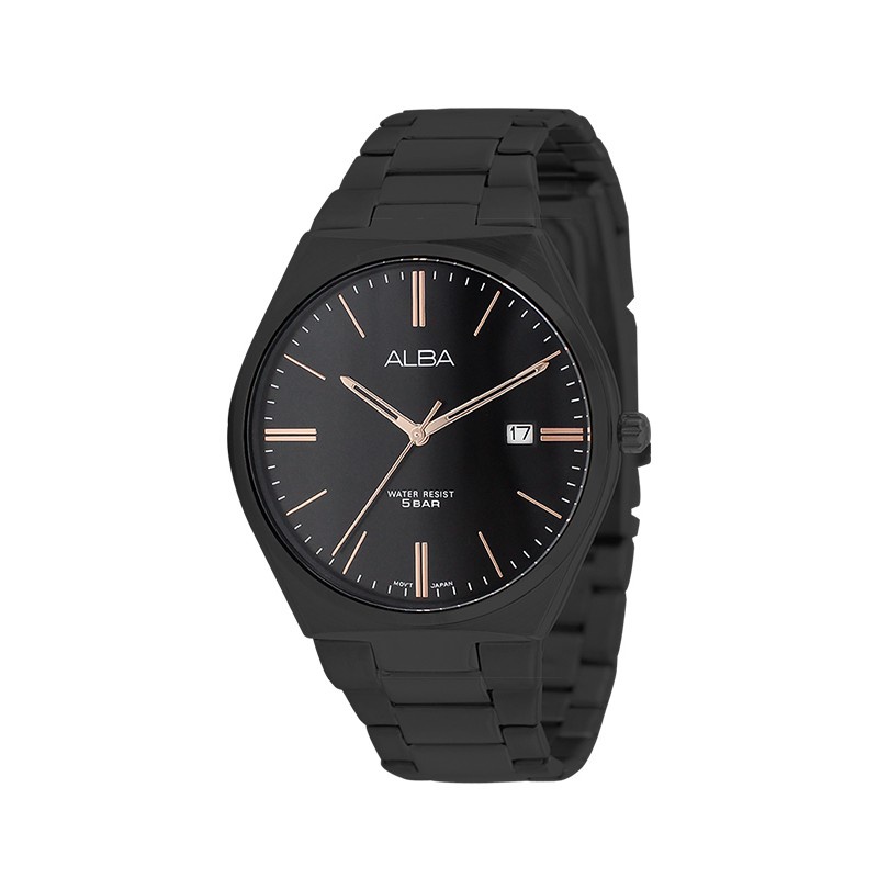 Alba Prestige Jam Tangan Pria AS9H79 / AS9H79X1 Quartz Black Dial Stainless Steel Strap Watch