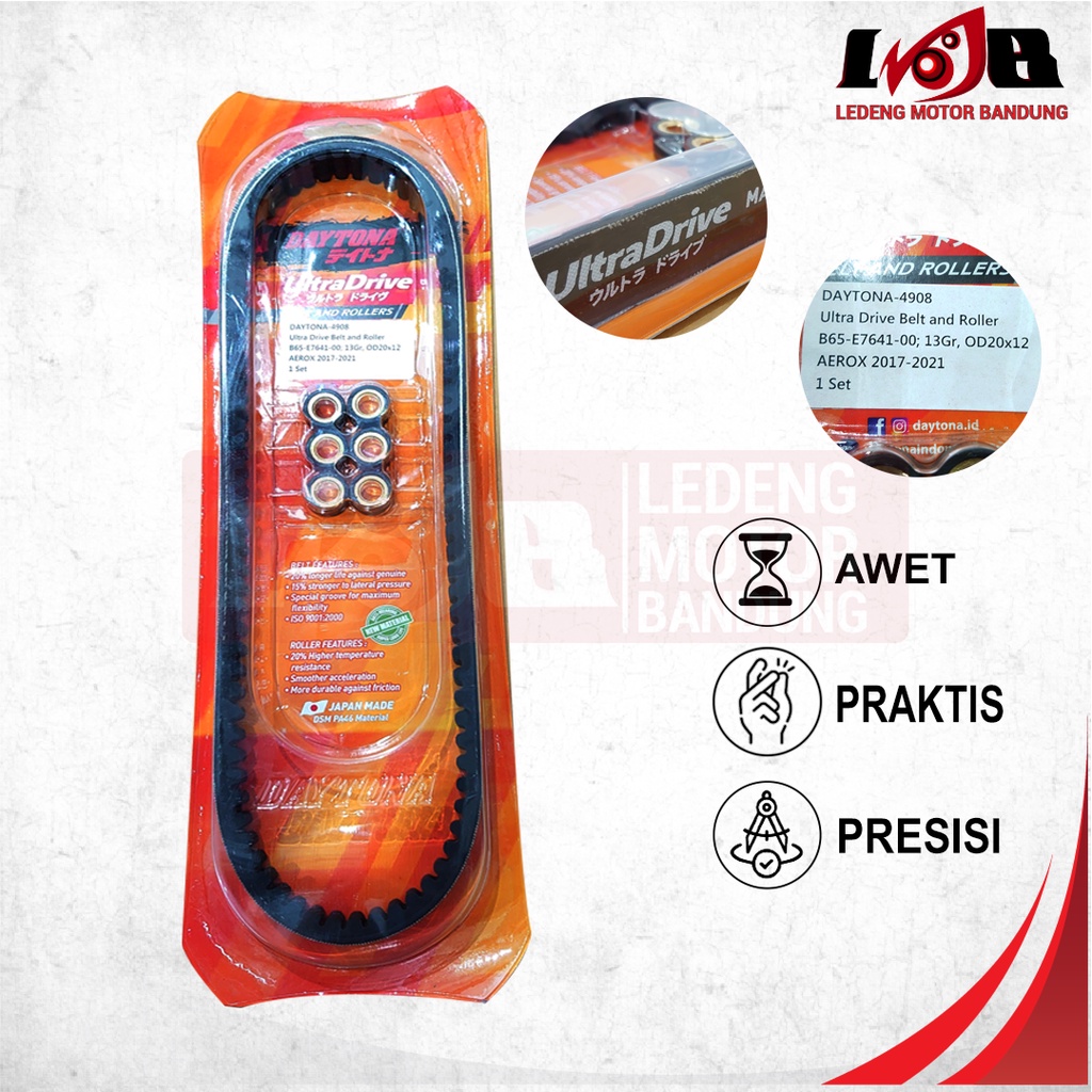 Daytona Vanbelt Roller Set Aerox 155 VVA Paket Vbelt 4908 Racing Original Jepang
