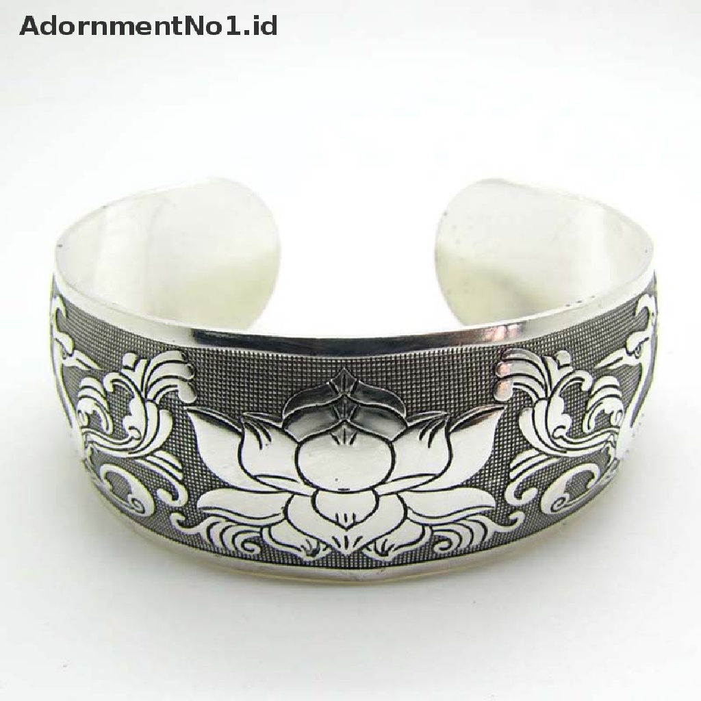 (AdornmentNo1) Gelang Tangan silver Tibet Motif Burung Bangau + Awan Untuk Wanita (ID)