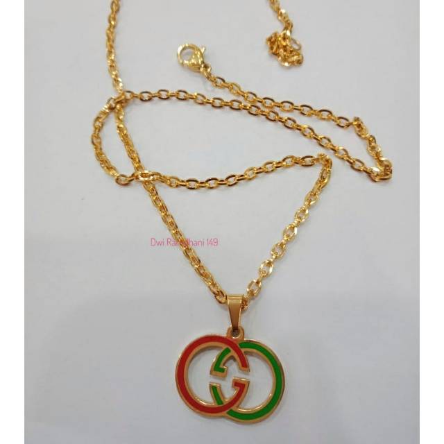 Kalung Titanium wanita Liontin gucci anti karat