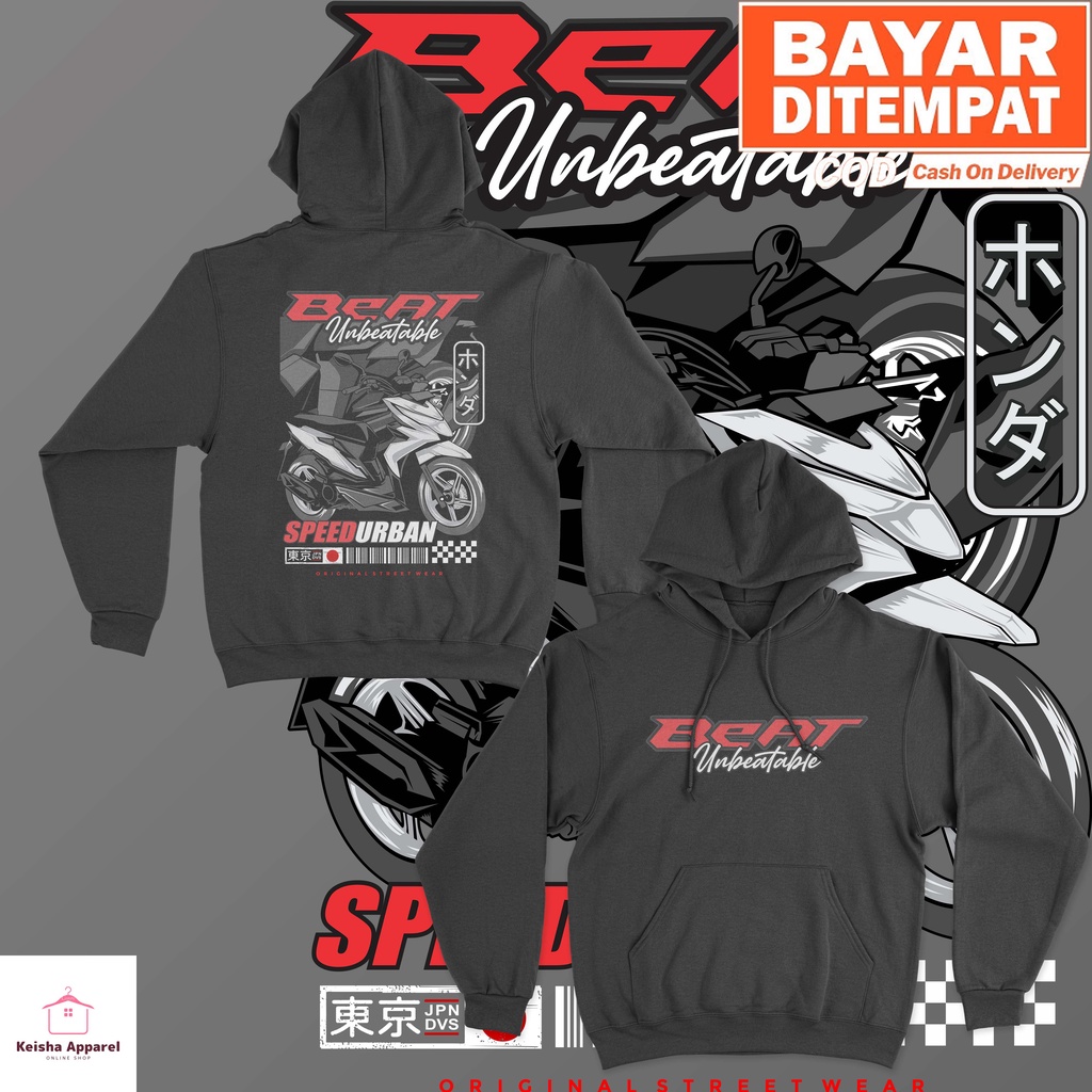JAKET HOODIE HONDA BEAT UNBEATABLE SPEEDURBAN HOODIE BEAT PRIA WANITA