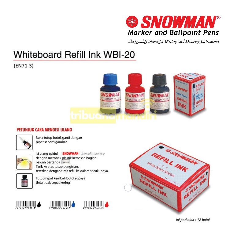 

Tinta Spidol Whiteboard Snowman /isi Tinta (refill)